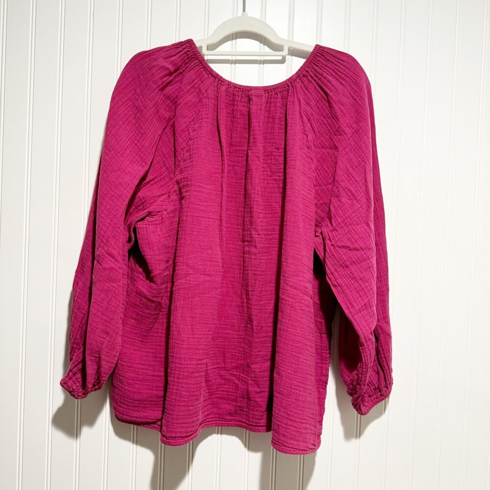 Old Navy Boysenberry Berry Pink Cotton Gauzy Peasant Blouse Plus Size 2X - Picture 6 of 6